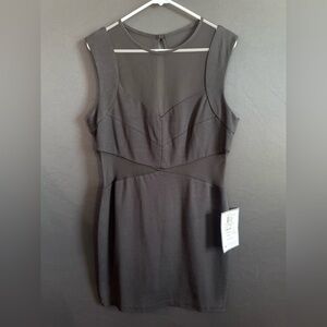 NWT - B Darlin Black Sleeveless Mini Dress with Mesh Yoke - jr size 15/16